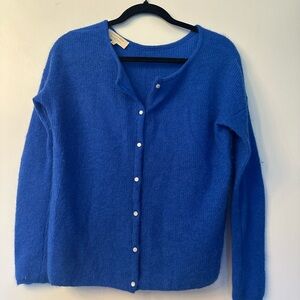 Sezane Blue Cardigan Sweater with Relaxed Fit